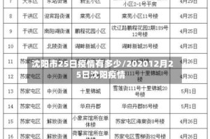 沈阳市25日疫情有多少/202012月25日沈阳疫情