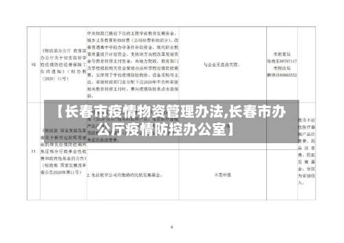 【长春市疫情物资管理办法,长春市办公厅疫情防控办公室】-第2张图片